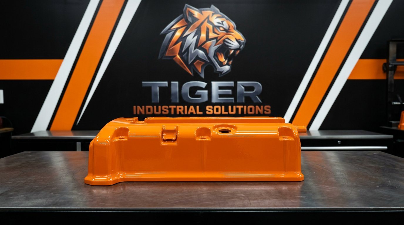 Engine Valve Cover — Orange Powder Coat — After